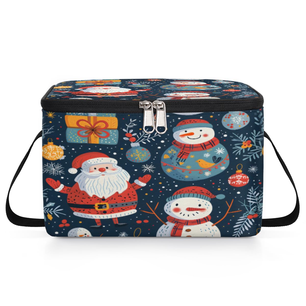 GzLeyigou Christmas Snowman Decor Lunch Bags for Women Men 9 Cans, Hot & Cold Food Delivery Bag Insulated Grocery Bag Insulated Lunch Box Cooler Bag for Office Work Picnic Beach