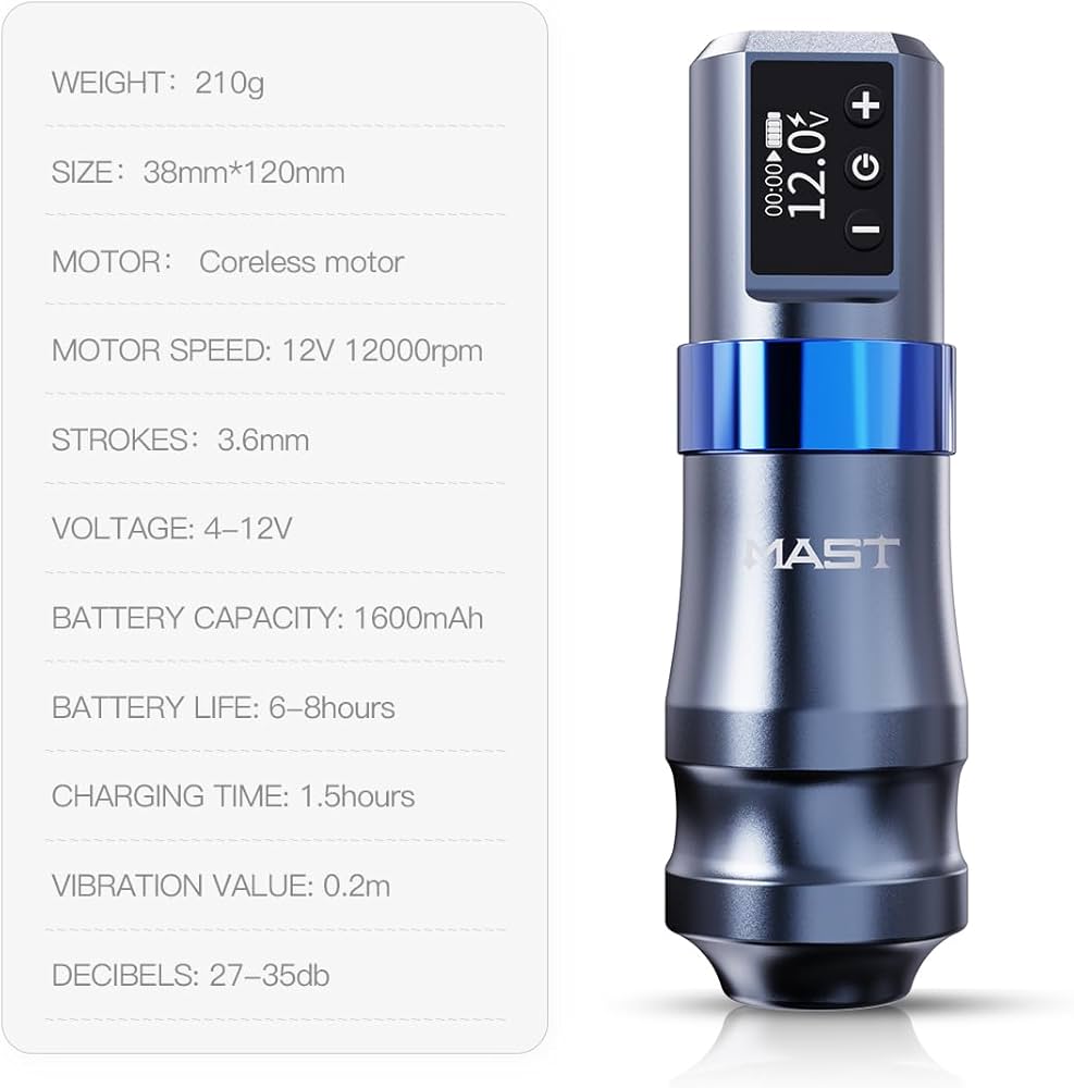 Amazon.com: Mast Mini Tattoo Pen Kit - Cordless Corded
