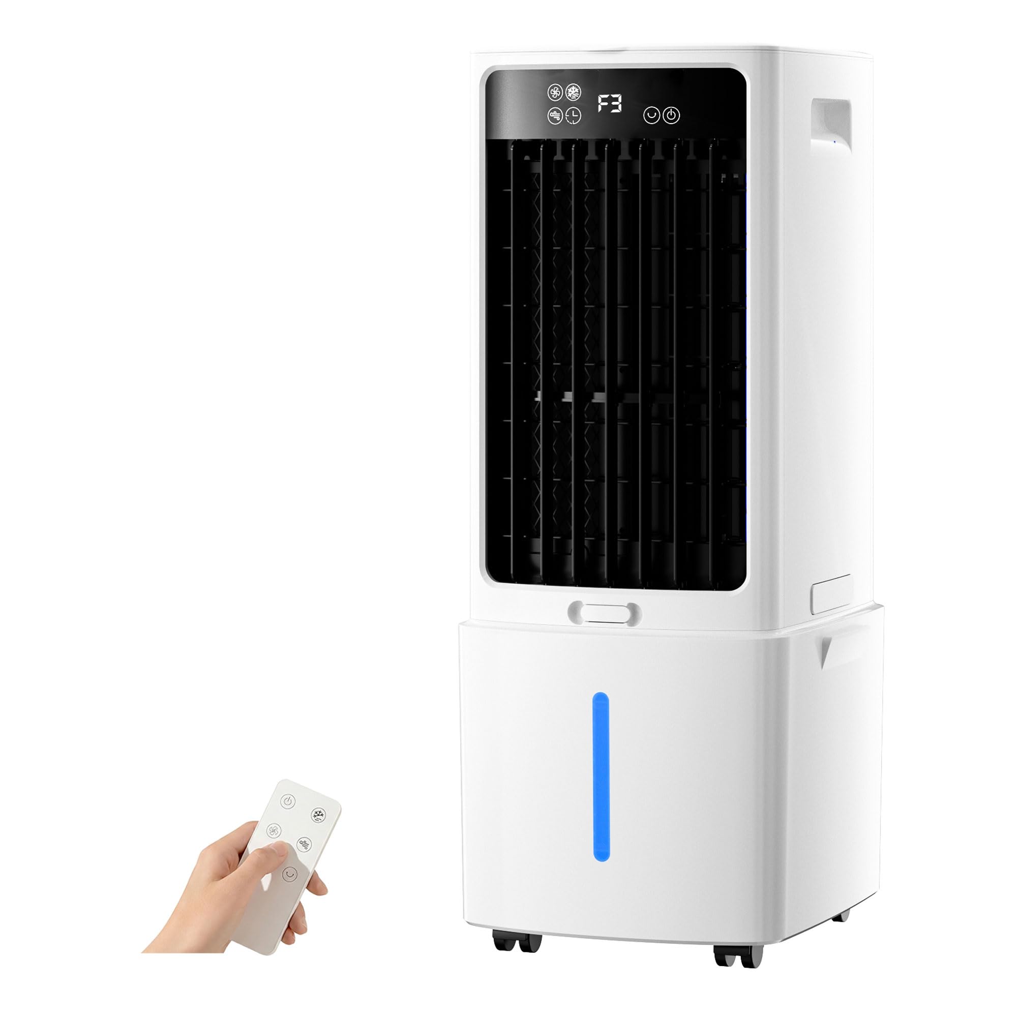 Portable Air Conditioner with 12L Detachable Tank, 3 Speeds, Air Cooler with Remote Control, 1-12h Timer, 60° Oscillation, Evaporative Air Cooler for Camping, Bedroom, Kitchen