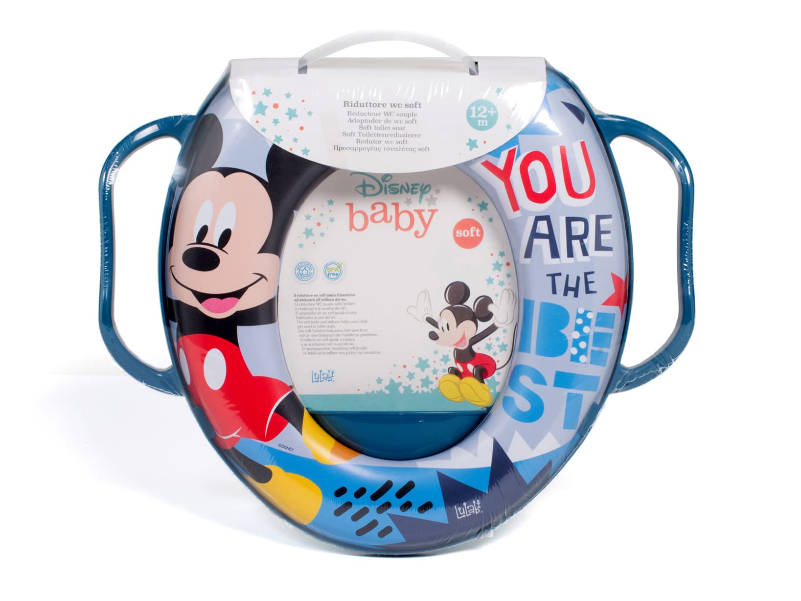 Lulabi Disney Mickey Mouse Riduttore WC per Bambini con Manici, Seduta Morbida e Confortevole, Adattatore Water Universale, Collezione Icon