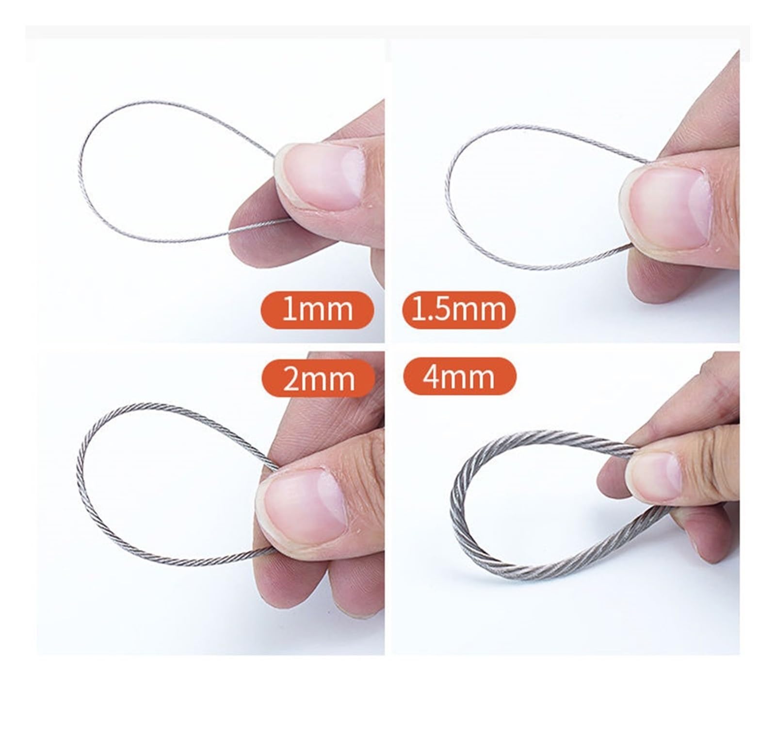 1 1.2 1.5 2 2.5 3 4 5 6 8 10-20mm 304 Stainless Steel Rope Wire Rope Alambre Wire Rope Softer Fishing Lifting Wire Rope 7X19 Structure(3.0mm,10 Meters)