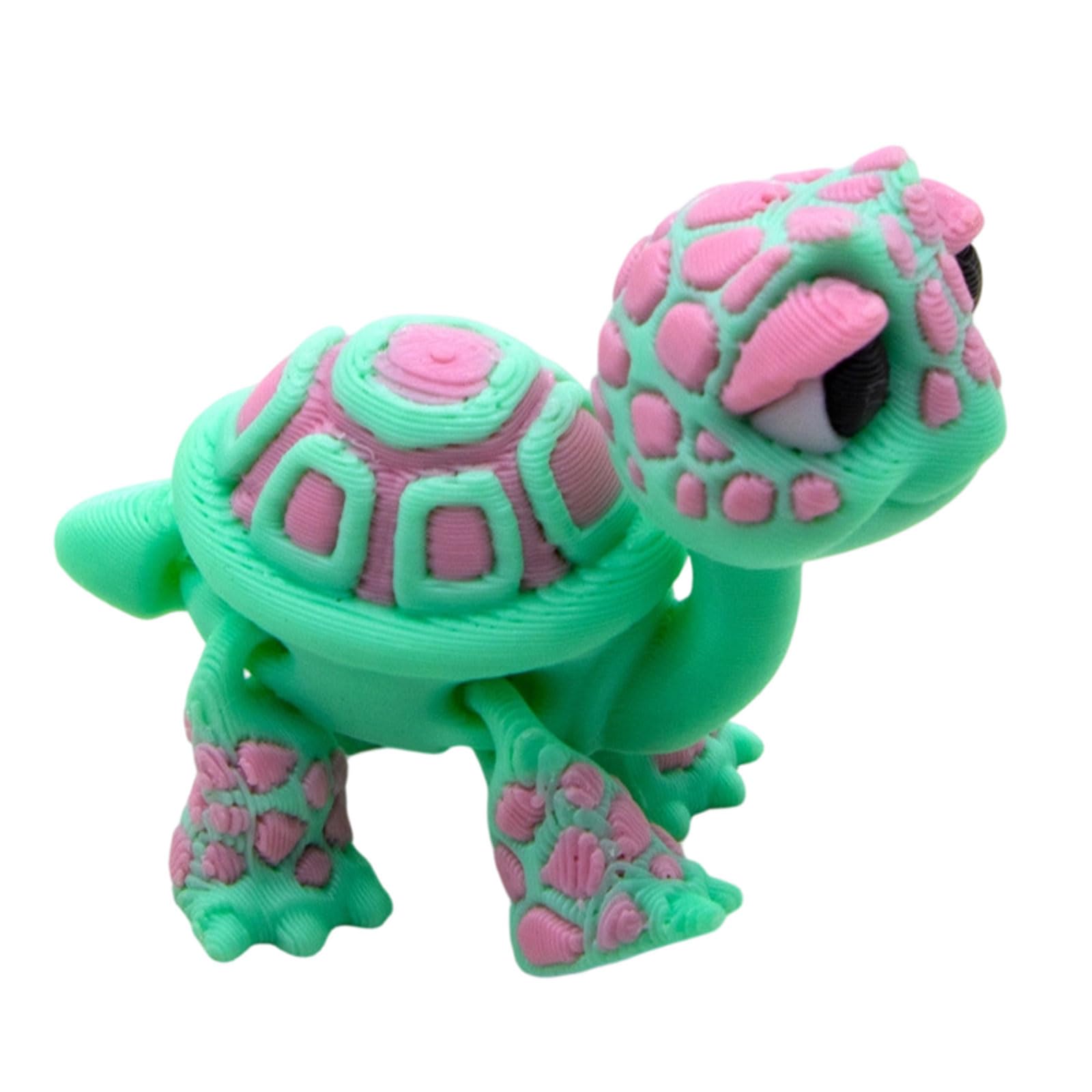 Coolhood Light Green Powder 3D Printed Turtles Realistic Tortoise Statue,3D Printer Animal With Flexible Articulated Joints Ornament Home Decors Flexible Joint Articulated Turtles Fidgety Toy