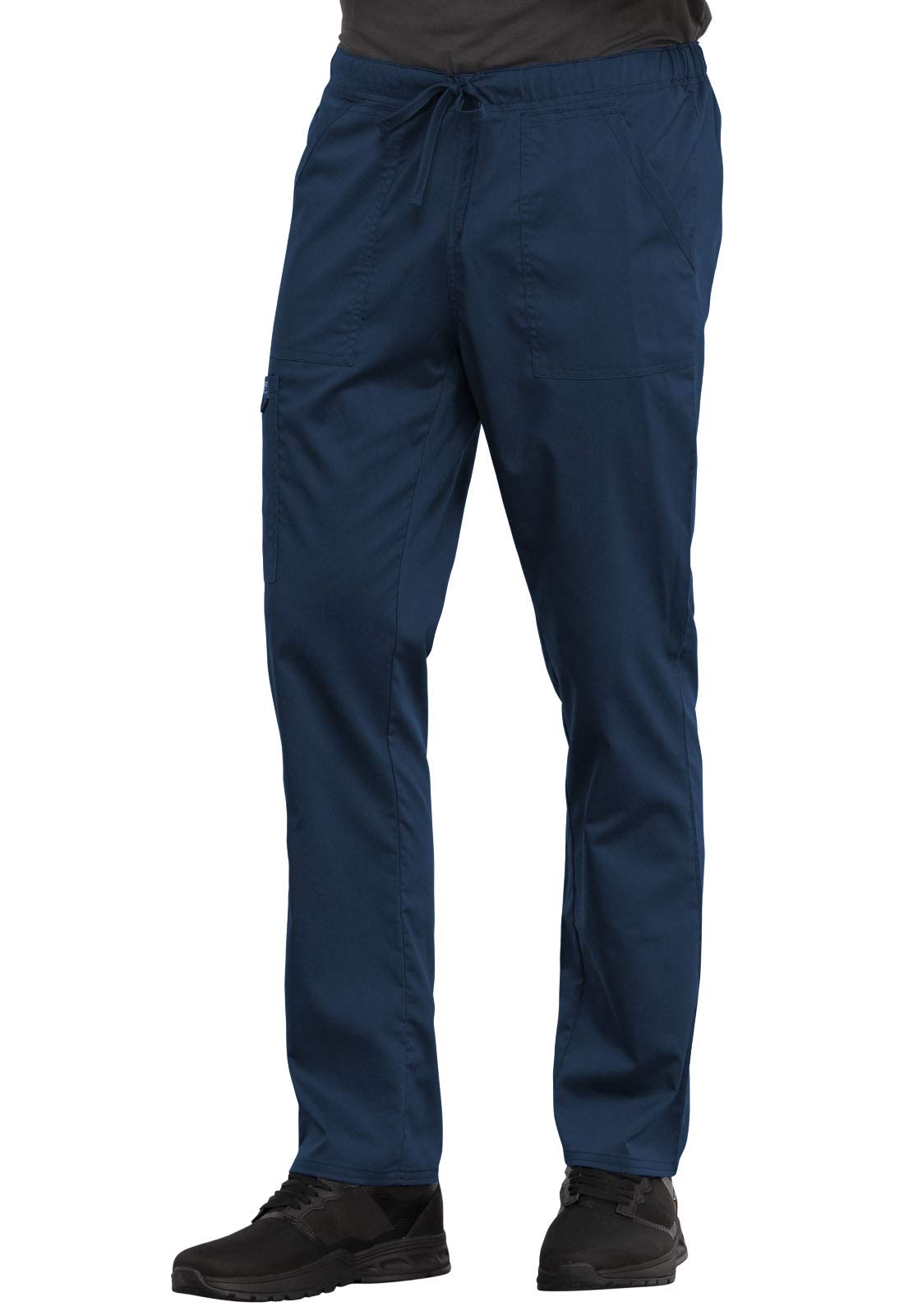 Cherokee WW625 - Conjunto de ropa quirúrgica para hombre y mujer, cuello en V, con pantalón de pierna cónica con cordón, WW020, azul marino, XL y pantalón alto XL