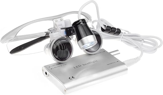 Bestlife 3.5x420mm Dental Medical Binocular Loupes with Head Light Lamp (Silver)