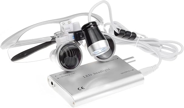 Bestlife 3.5x420mm Dental Medical Binocular Loupes with Head Light Lamp (Silver)