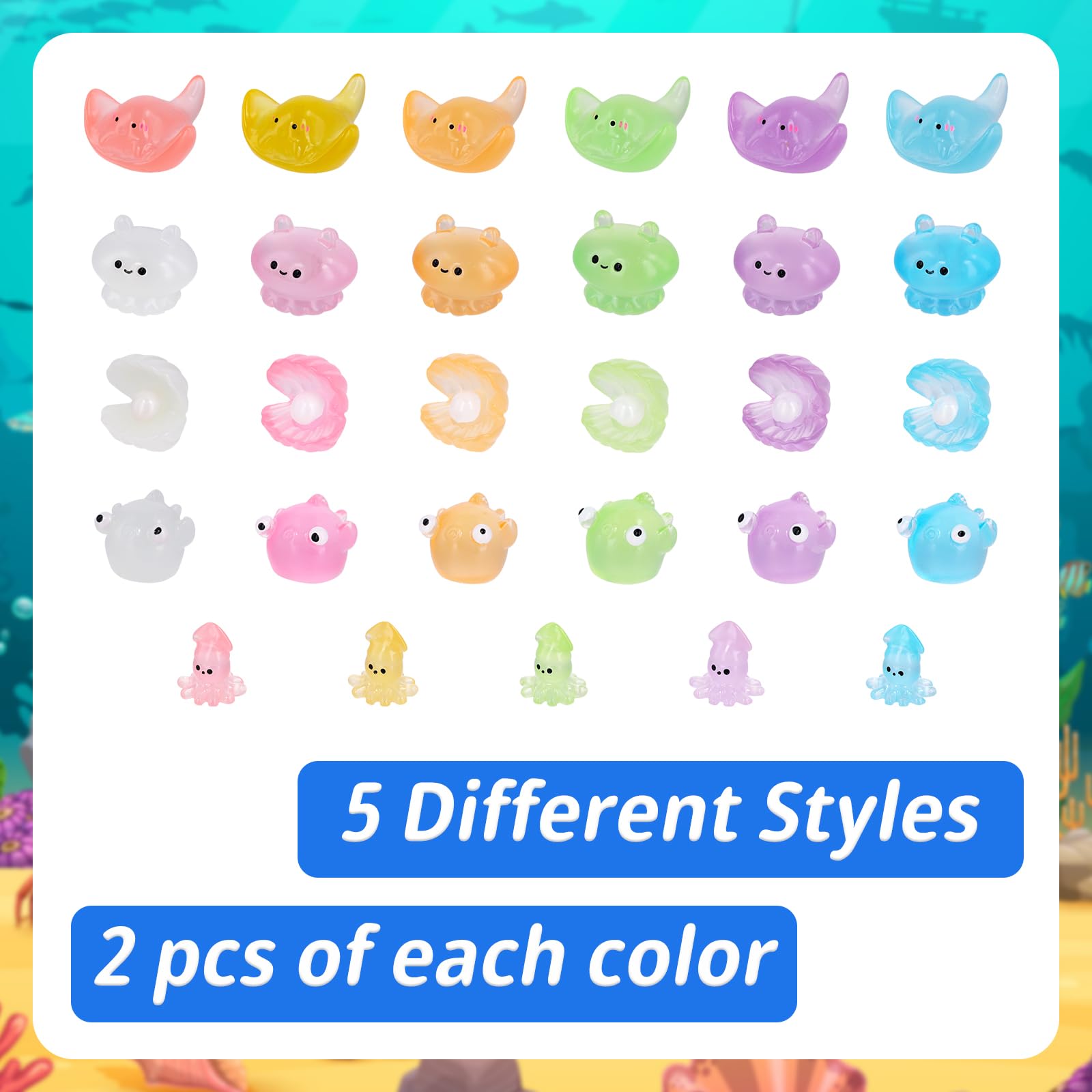 58pcs Mini Luminous Resin Sea Animals - Image 3