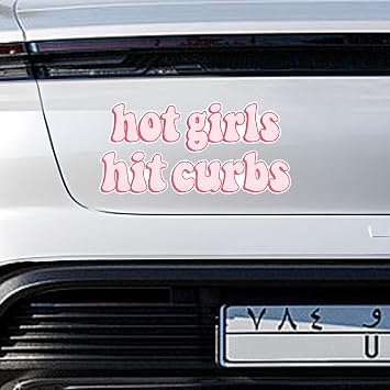 Car Stickers Decal, Hot Girls Hit Curbs Car Sticker, Funny Bumper Stickers for GenZ Ladies Driver, Vinyl Waterproof Stickers Decal, Gifts Idea Sticker for Cars Trucks Motorcycles 1PC
