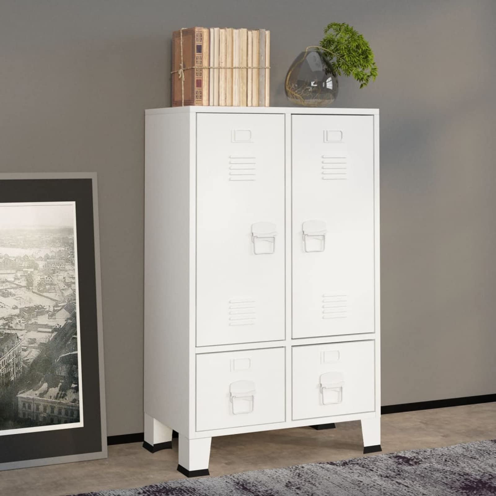 Armadio Industriale Bianco 67x35x107 cm in Acciaio,Mobili,Armadietti e portaoggetti,Armadi(SPU:339611)