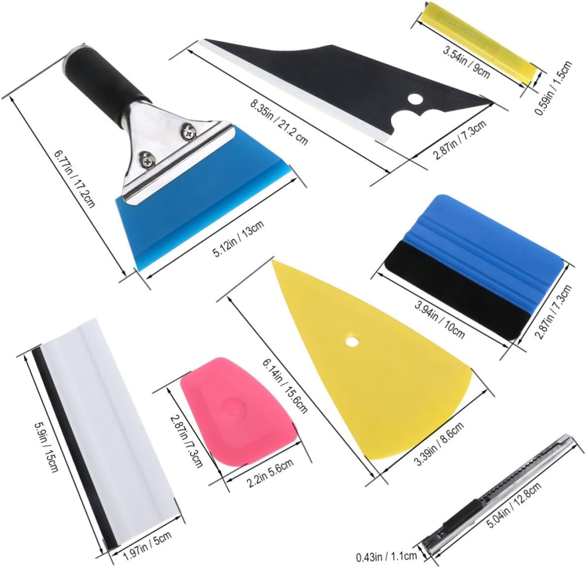 CHILDWEET 8pcs Vehicle Window Film Installation Tool Kit Squeegees Scrapers Cutters for Easy Application Lightweight Flexible Material for Tinting