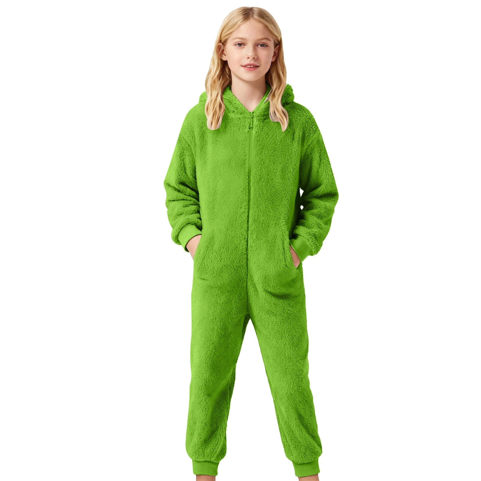 WWricotta Tutina in pile foderata per bambini, morbida, con piedini antiscivolo, facile vestizione, comfort indoor e outdoor, neonati/A