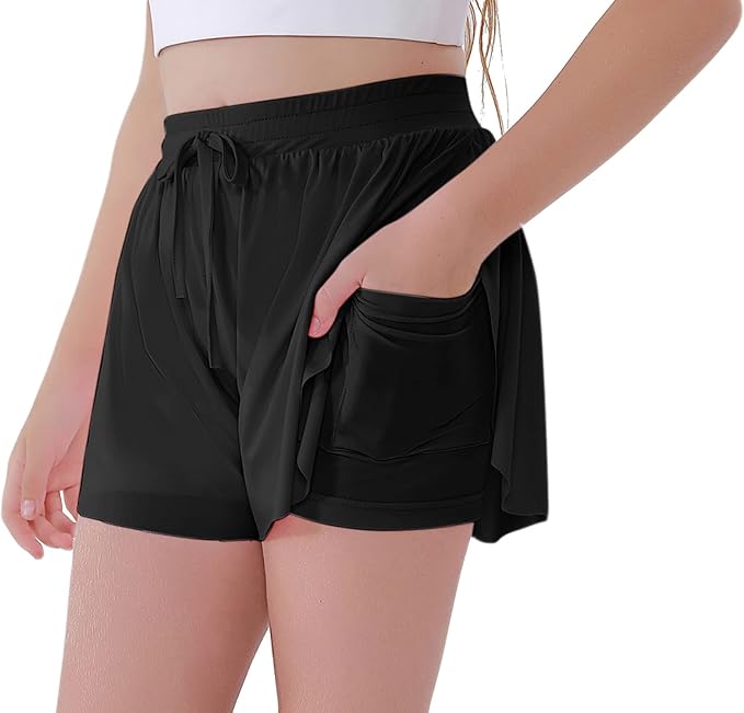 Girls Flowy Athletic Shorts with Inner Pockets Butterfly
