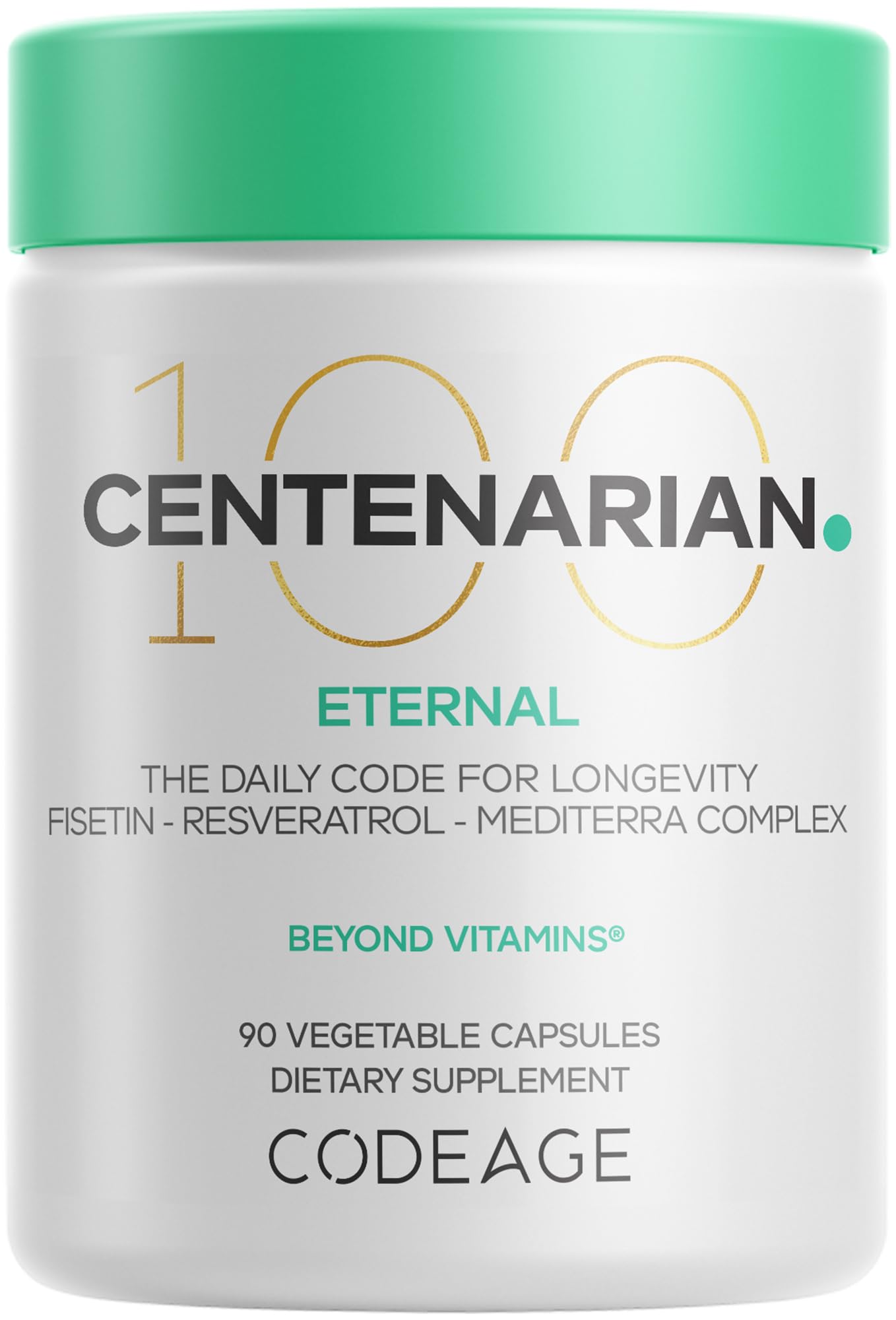 Codeage Centenarian Longevity, Fisetin 500mg, Resveratrol, 90 Capsules