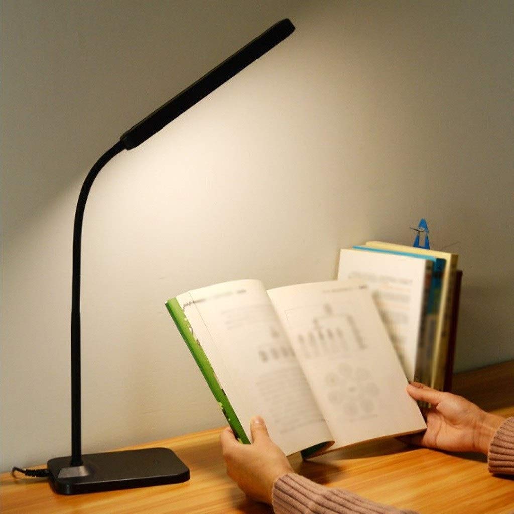 lampka do czytania, Lampa biurkowa LED Elastyczna lampa stołowa na gęsiej szyi 3 temperatury barwowe Sterowanie dotykowe Lampka do czytania 4W