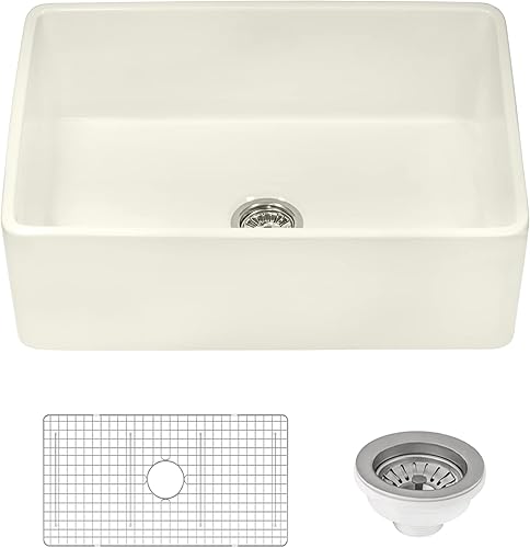 Ruvati RVL2100BS - Fregadero de cocina reversible con delantal frontal de 30 x 20 pulgadas, galleta