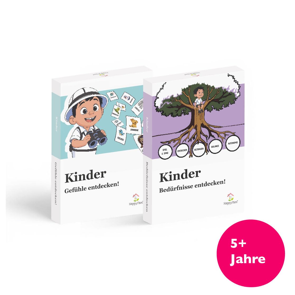 HappyFam® Emotionskarten: Gefühle + Bedürfnisse Komplettset | Pädagogisch wertvoll für hochsensible Kinder | Bedürfniskarten und Gefühlskarten für Kinder | Selbstregulation Kinder