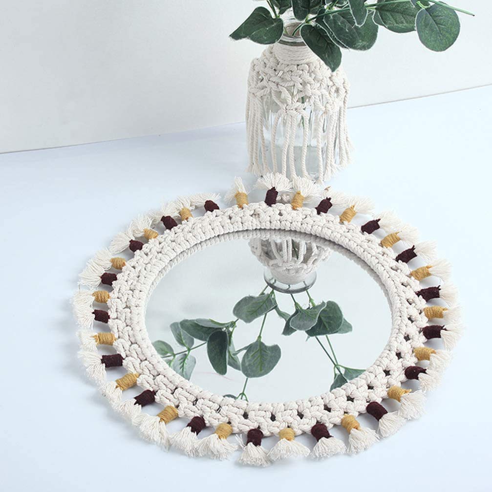 Espejo de maquillaje de mano. Espejo de pared nórdico decorativo redondo colgante espejo de maquillaje cosmético vidrio de afeitar decoración del hogar for salón baño encimera tocador (plata)