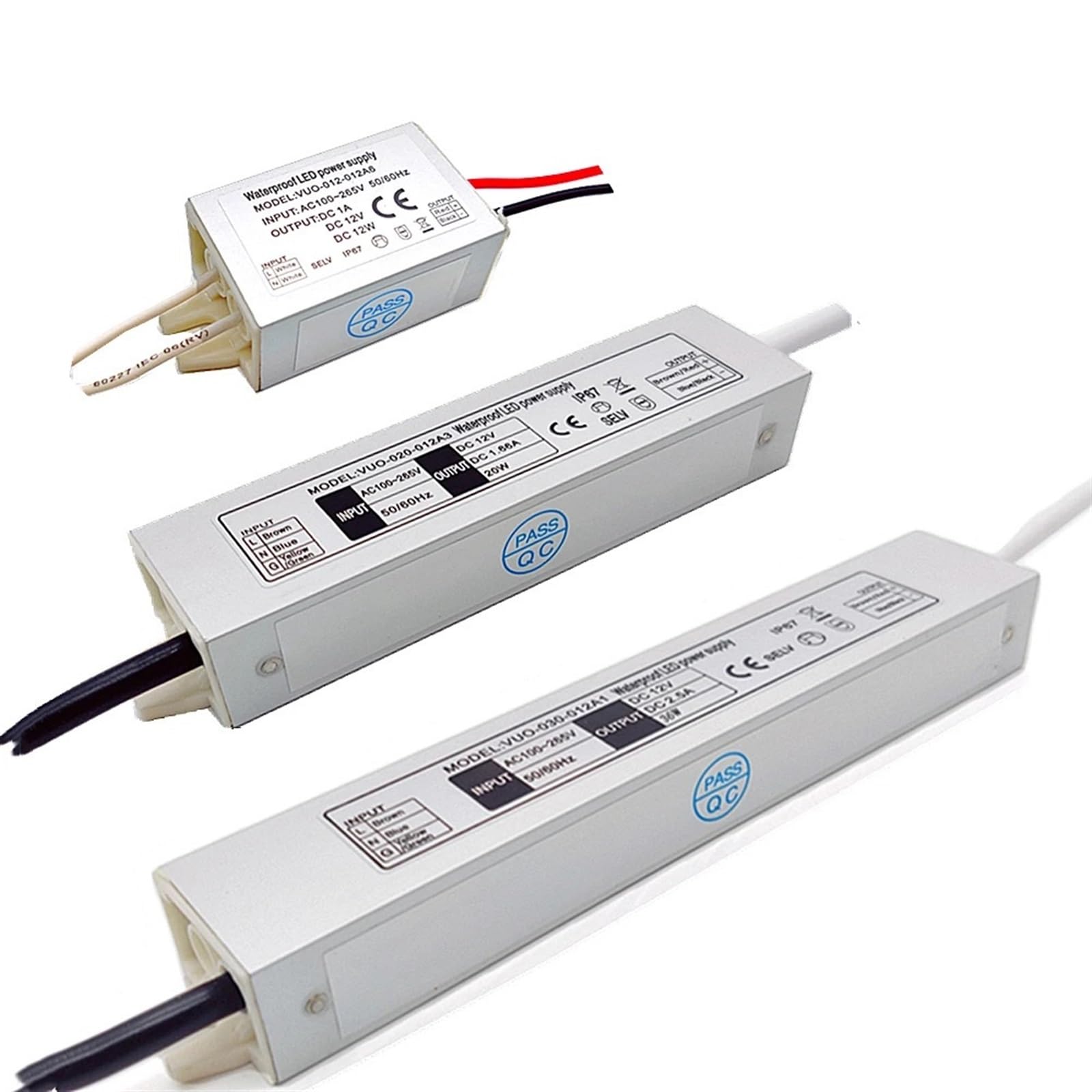 FCARUMIQP Power Converter 12V 1A 2A 3A Constant Voltage Driver 100-265V AC 120V 230V to LED Light Waterproof IP67(12V 3A)