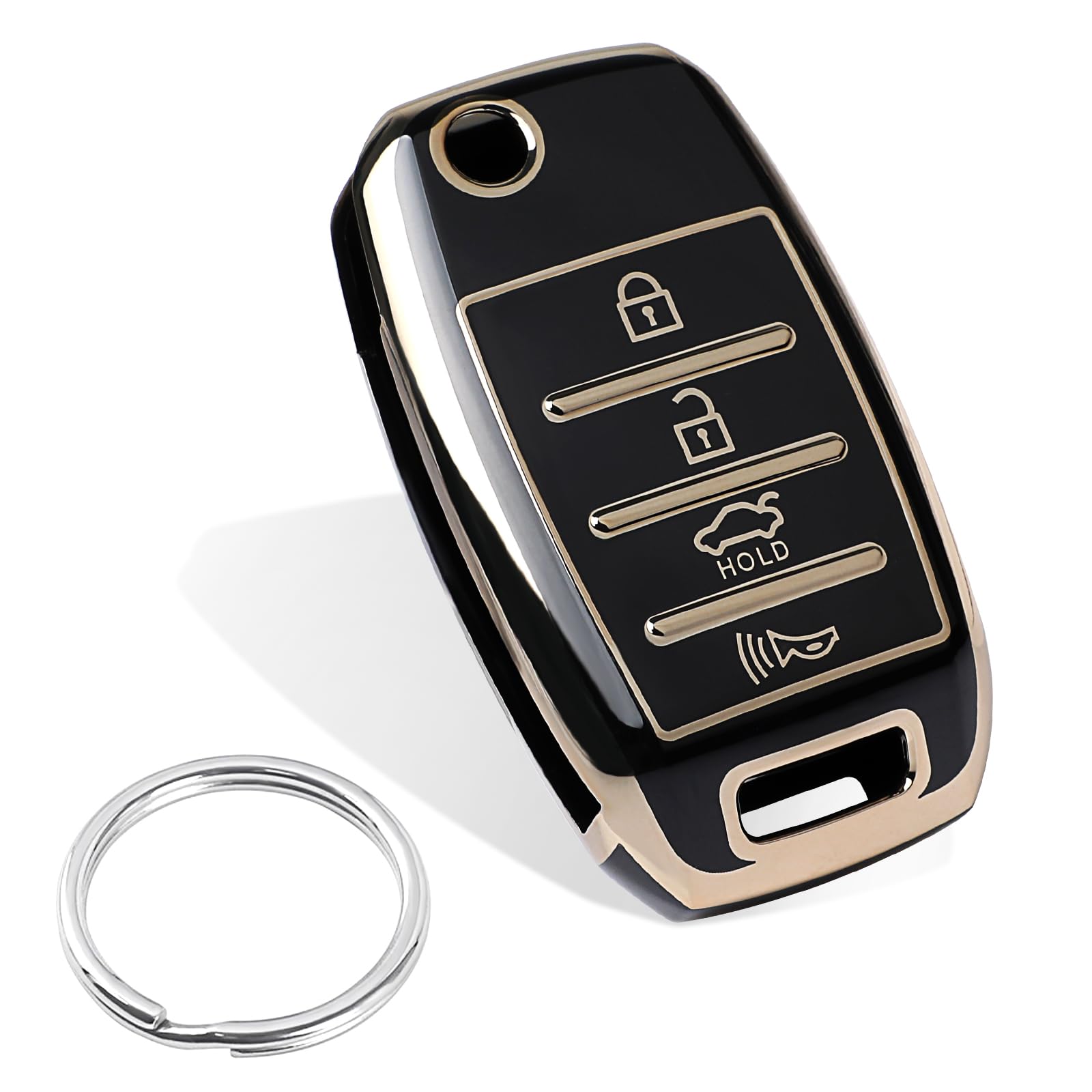 TUTUDOW Silicone Rubber Key Fob Cover Compatible with 2006-2021 Hyundai Accent Elantra Genesis Sonata Kia Forte Forte5 Optima Rio Rondo Sorento Sedona Soul Spectra Sportage -Black