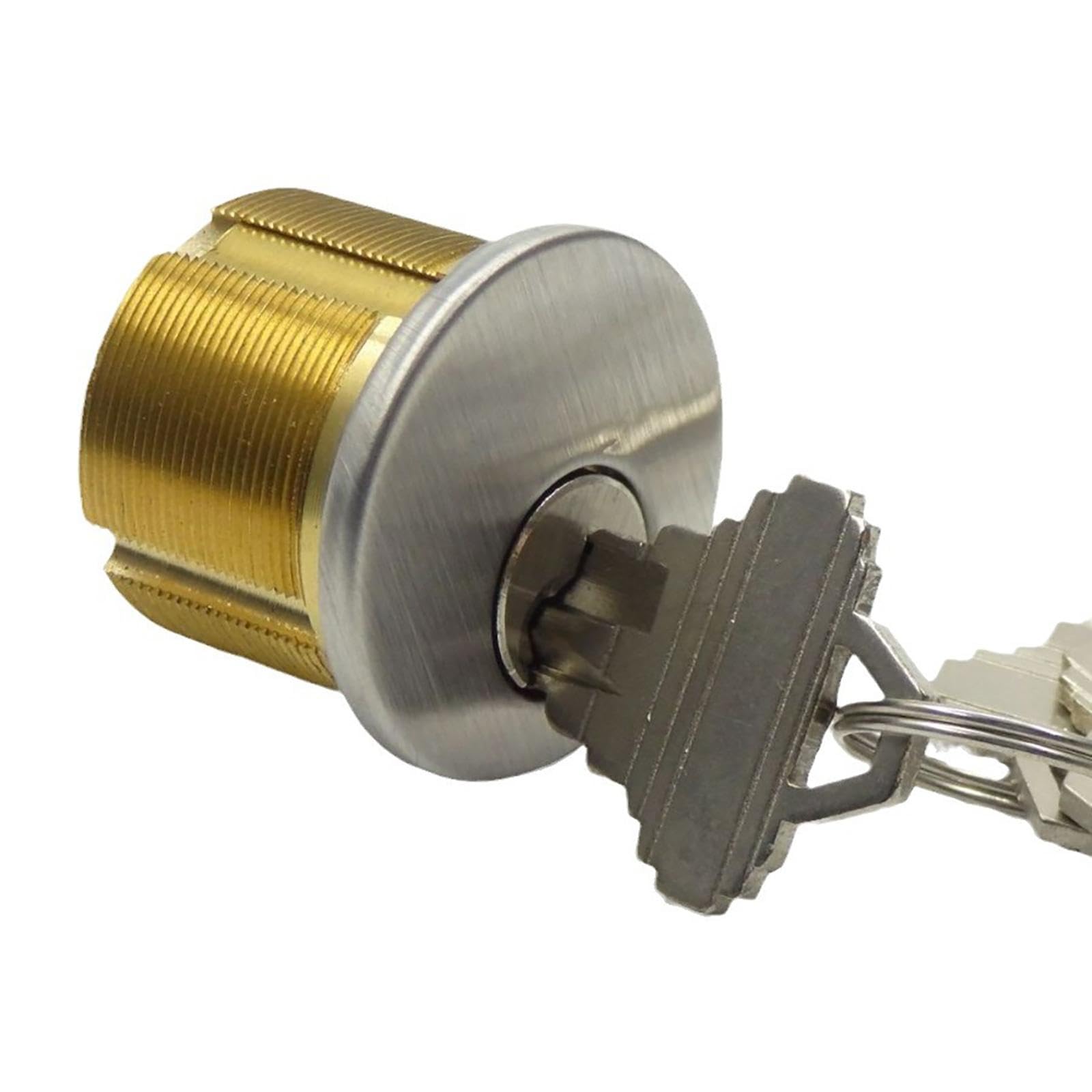 Shyyoulqe 1Inch Brass Mortise Cylinder 1In Standard Commercial Door Replacement Heavy Duty Brass 1" Mortise Cylinder Door With