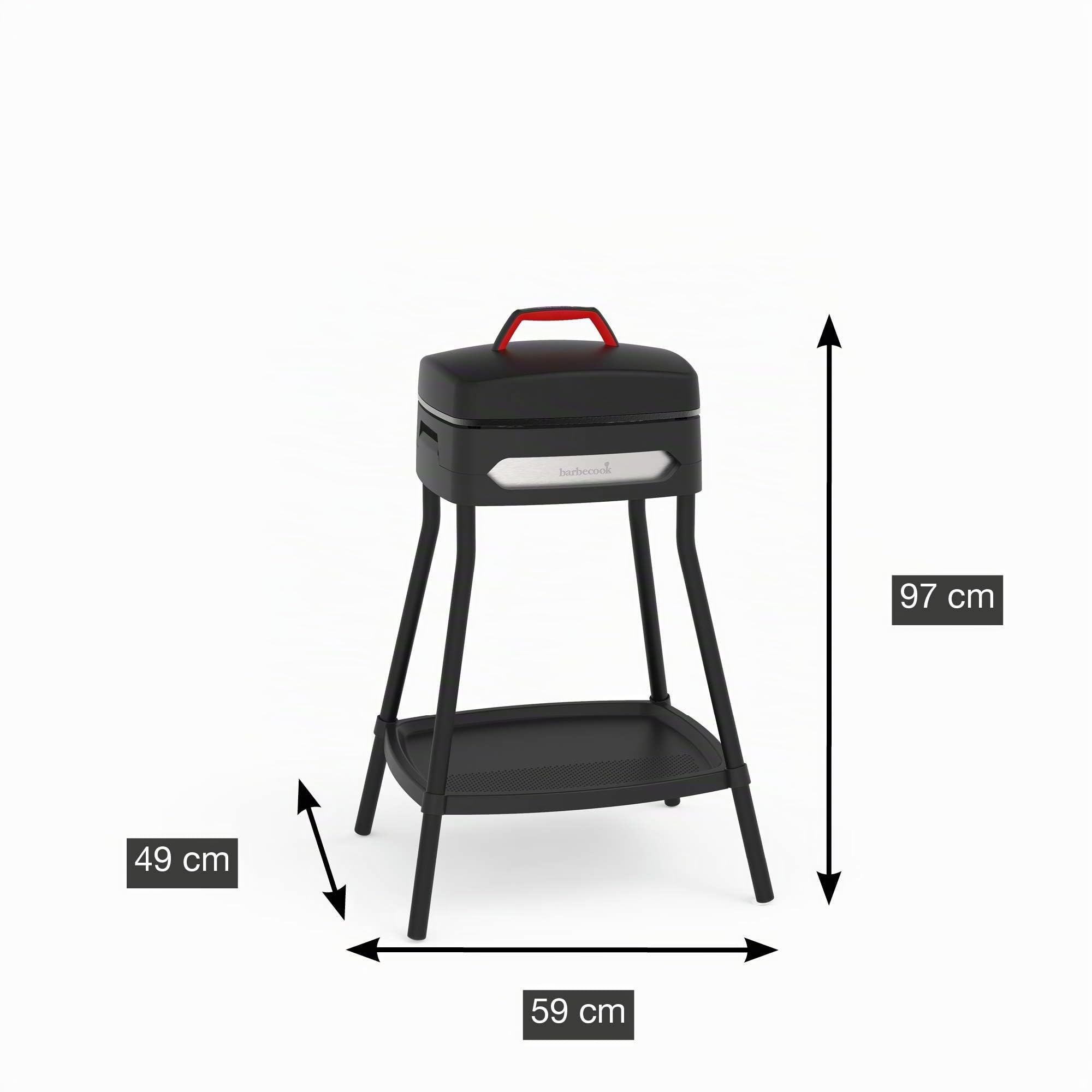 Barbecook barbacoa eléctrica Alexia 5011, barbacoa de balcón, negro, 59x49x97cm | Aluminio fundido. Acero lacado. Revestimiento antiadherente. Negro. 59 x 49 x 97 cm