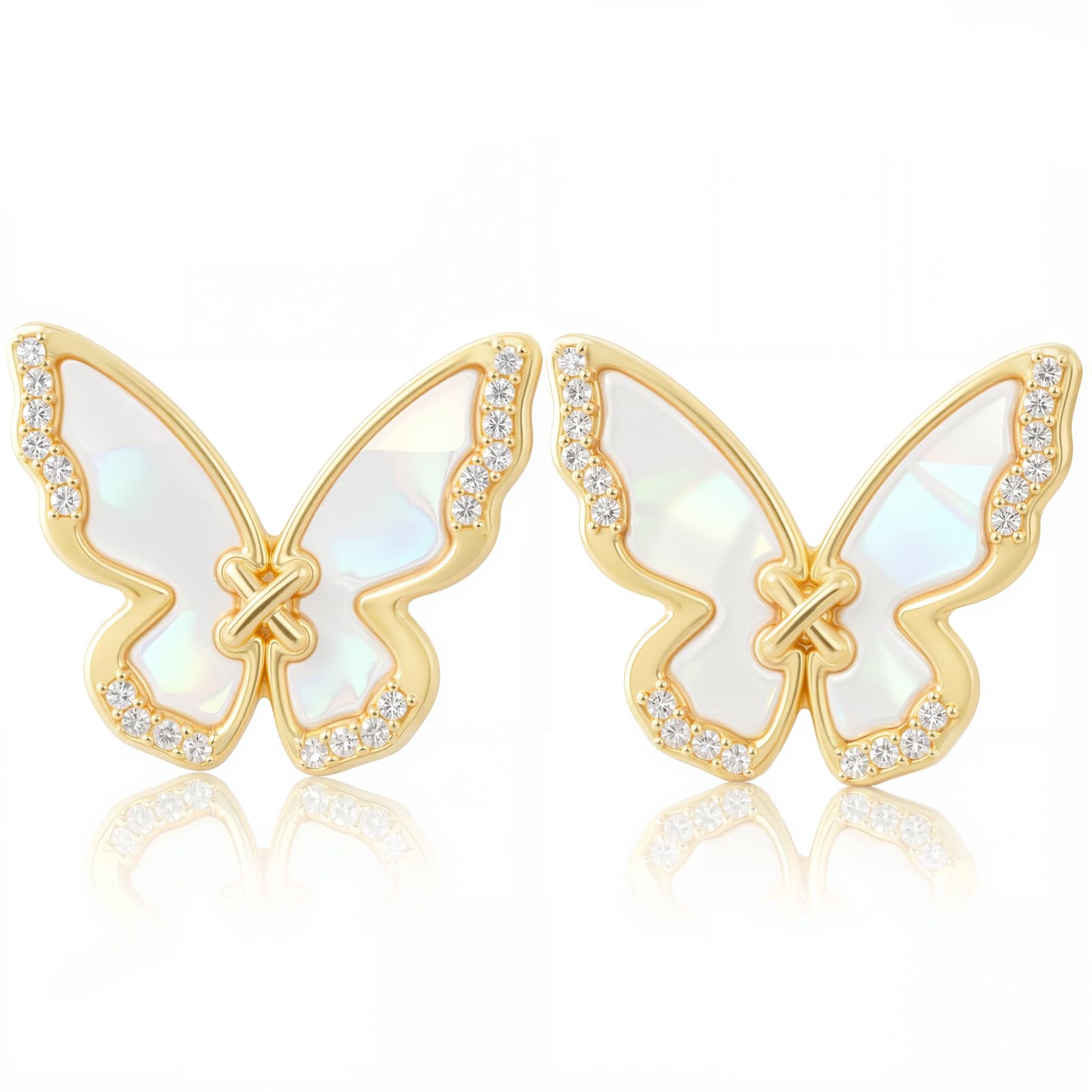 ELARLACE 14K Gold Earrings for Women Trendy, Small Gold Plated Earrings Post Cubic Zirconia, Dainty Jewelry Gifts for Women, Lightweight