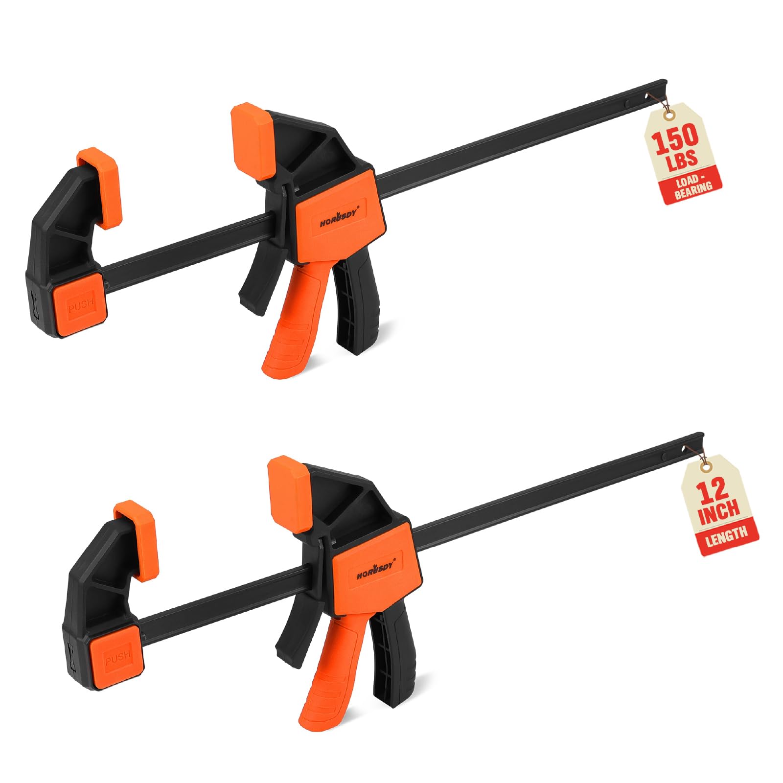 HORUSDY 12'' Bar Clamps for Woodworking, 2PCS Quick F Wood Working Clamps Sets, with 150 LBS Load Limit