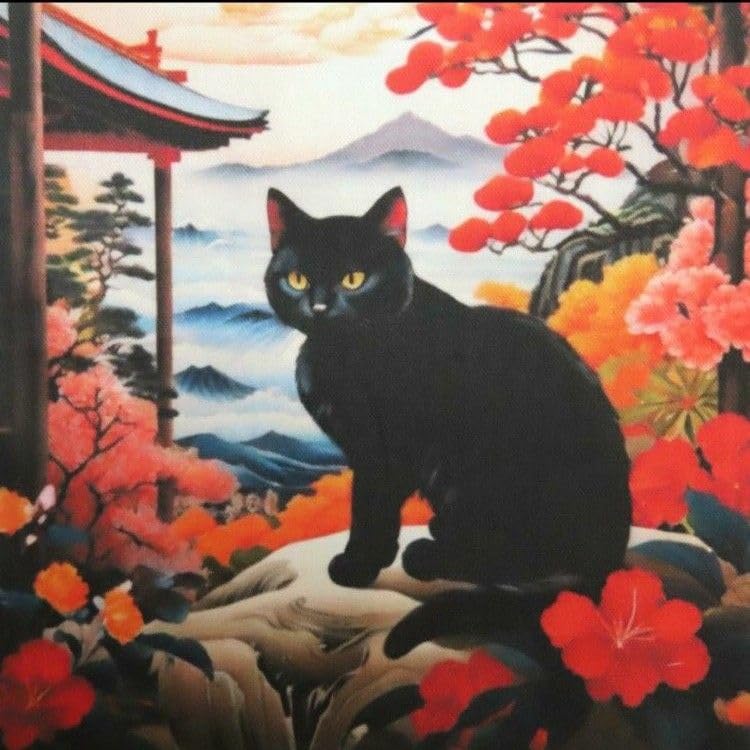 Amazon.co.jp: ゆきちゃん限定X1312-1 黒猫 浮世絵 XL パネル No300
