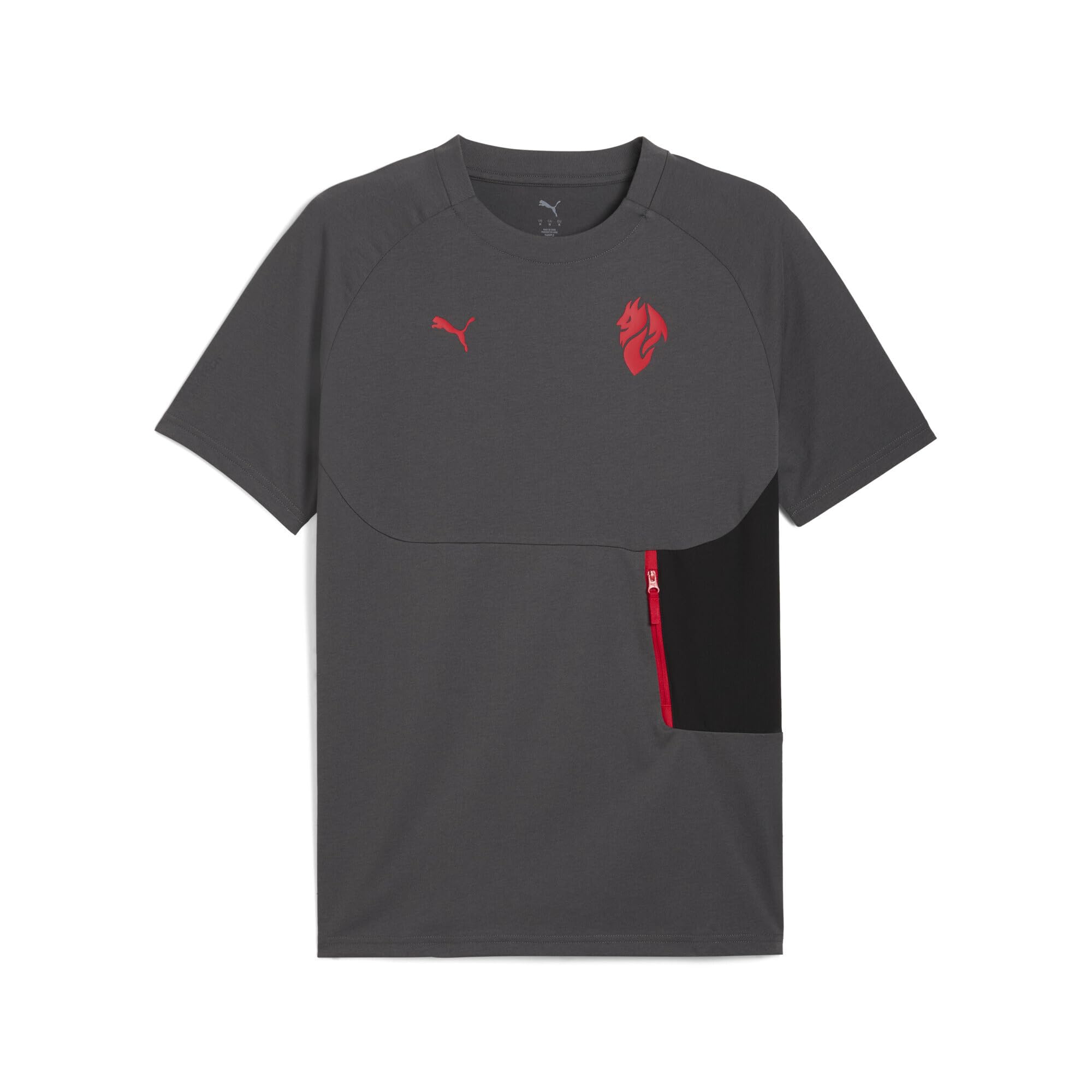 Puma Men's Shadow Gray For All Time Red Ac Milan Pumatech T-Shirt With Pocket, M