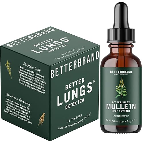 Miniatura 1 de Betterbrand Better Lungs Health Pack  Bette Lungs Detox Tea & Gotas de tintura de hoja de gordolobo  Paquete diario de bienestar para la salud