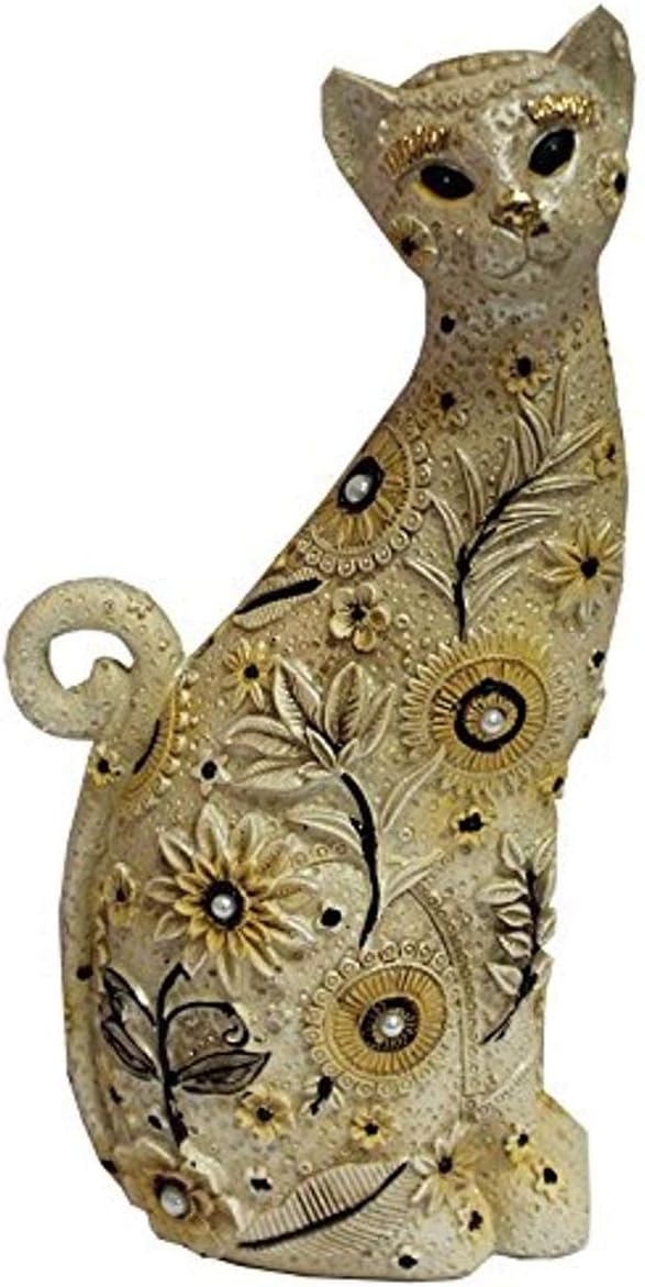 Essential Decor EN112094 Ceramic Cat Figurine, H 12 x 5 x 2