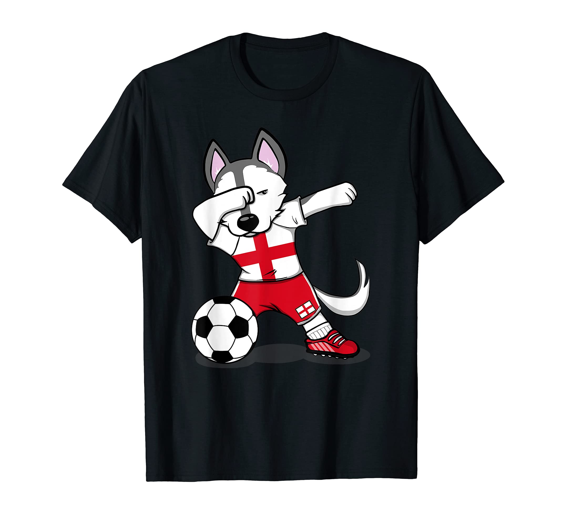 Teeisle England SoccerDabbing Husky England Soccer Fans Jersey English Football T-ShirtOEKO-TEX STANDARD 100