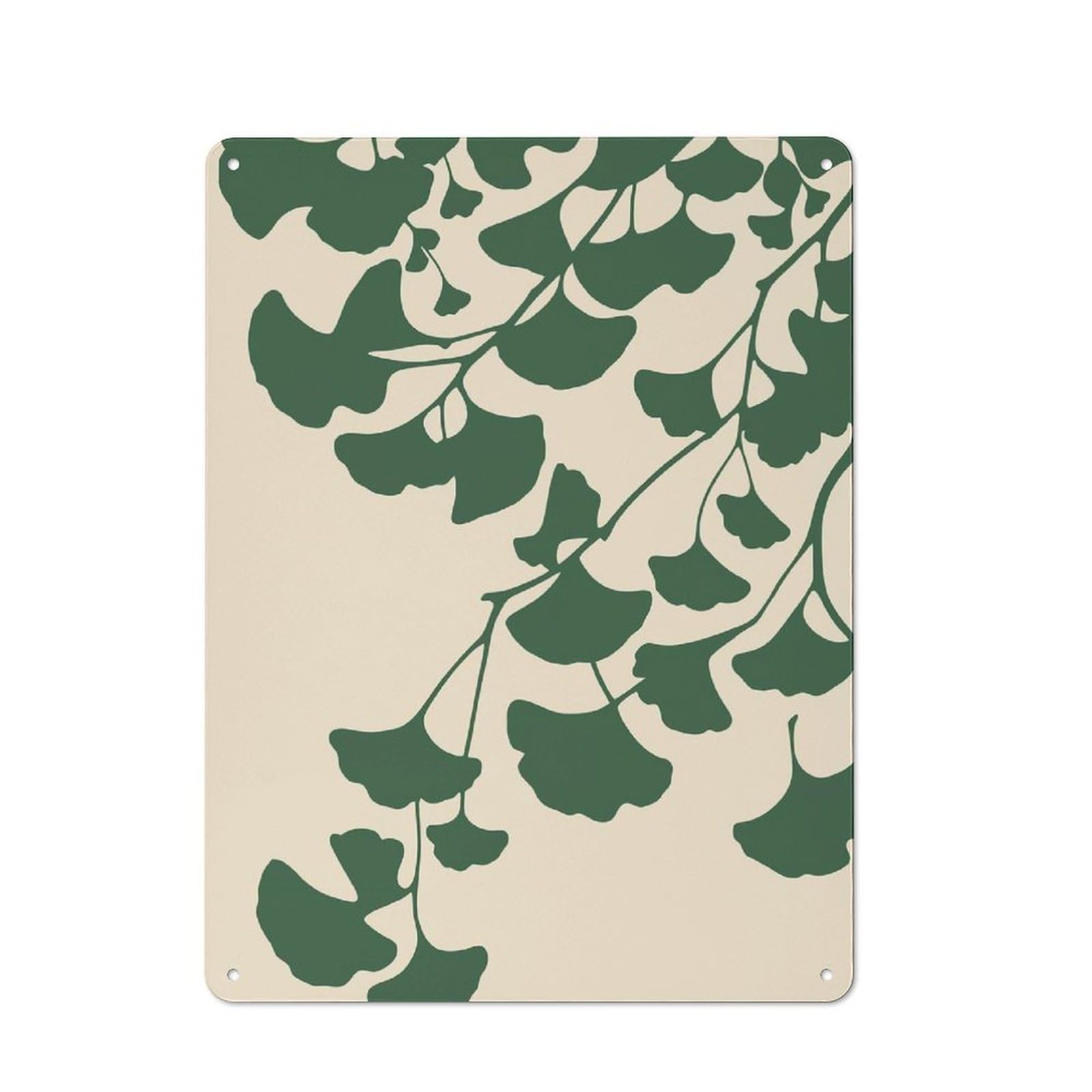 Junmoney Style Old Ginkgo Leaves Pattern Decorative Tin Plaque 40X30cm, Bar Wall Plaque For Bar, Kitchen, Garage Or Games Room