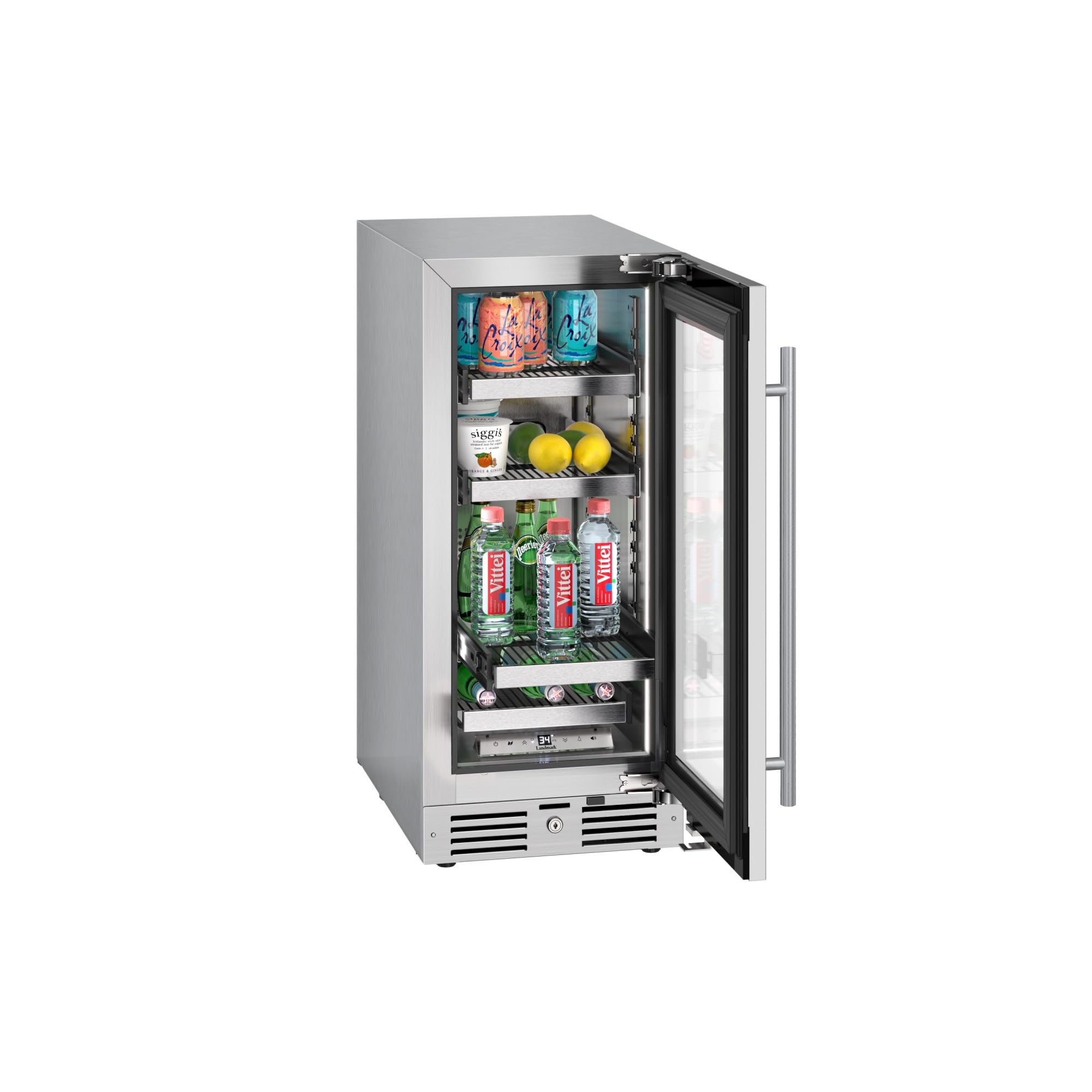 Landmark L3015ui1b-Rh 15 Inch Wide 63 Can Capacity Beverage Cooler With Alternating (Blue, White, Amber) LED Lighting, Door Alarm, Touch Control Panel And Lockable Right Hinged Door - Stainless Steel on Fridge.com - View 5