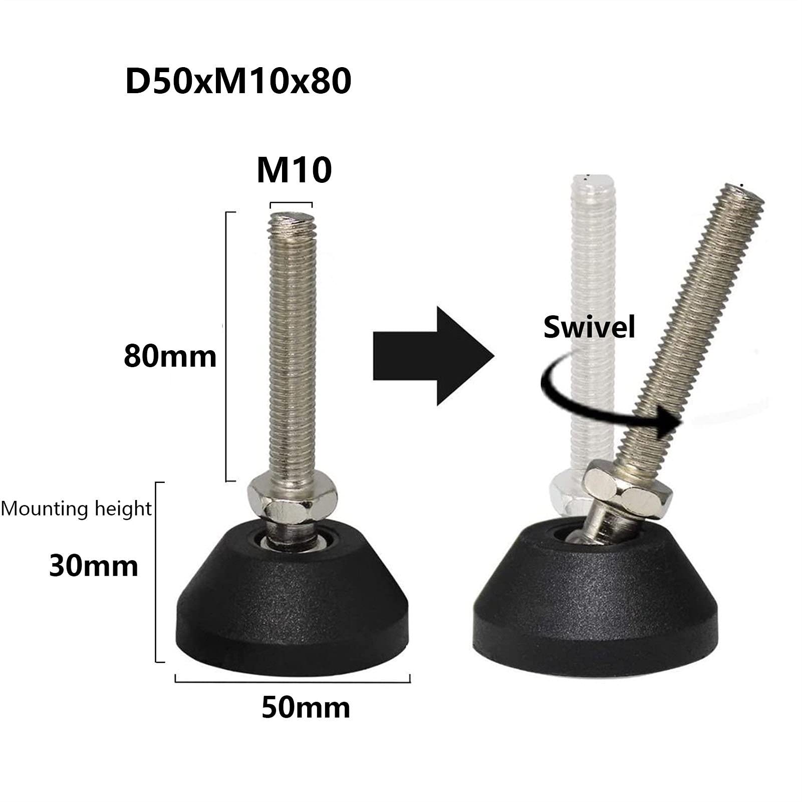 Gambe Da Tavolo Regolabili In 8 Pezzi, Con Gambe A Vite, Piedini Di Livellamento M10, Dispositivo Di Livellamento Universale for Mobili In Nylon Fai-da-te, Antiscivolo E Antiurto joyous