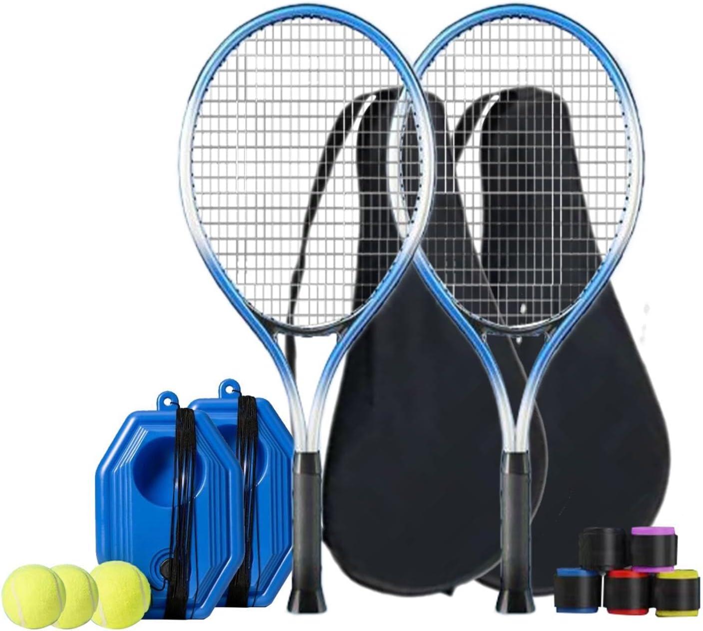 Tennis Rebounder Ball with Cord for Solo Training in Garden, 2Pcs Adults Racket