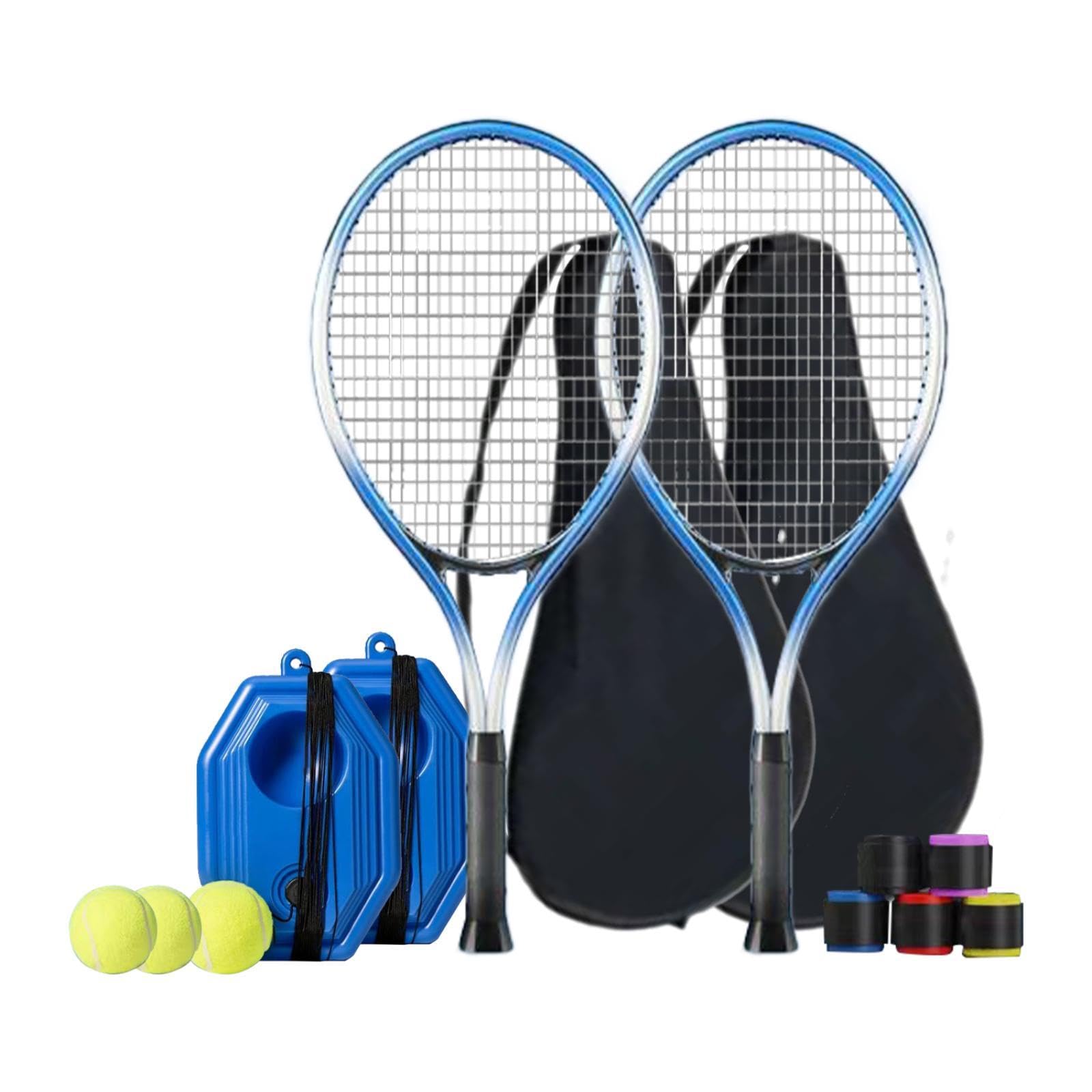 2 Pezzi Racchetta da Tennis Strumenti Allenamento Portatile Palle Elastiche Base Antiscivolo in Alluminio Carbonio per Giocatori Amatoriali Adatto a