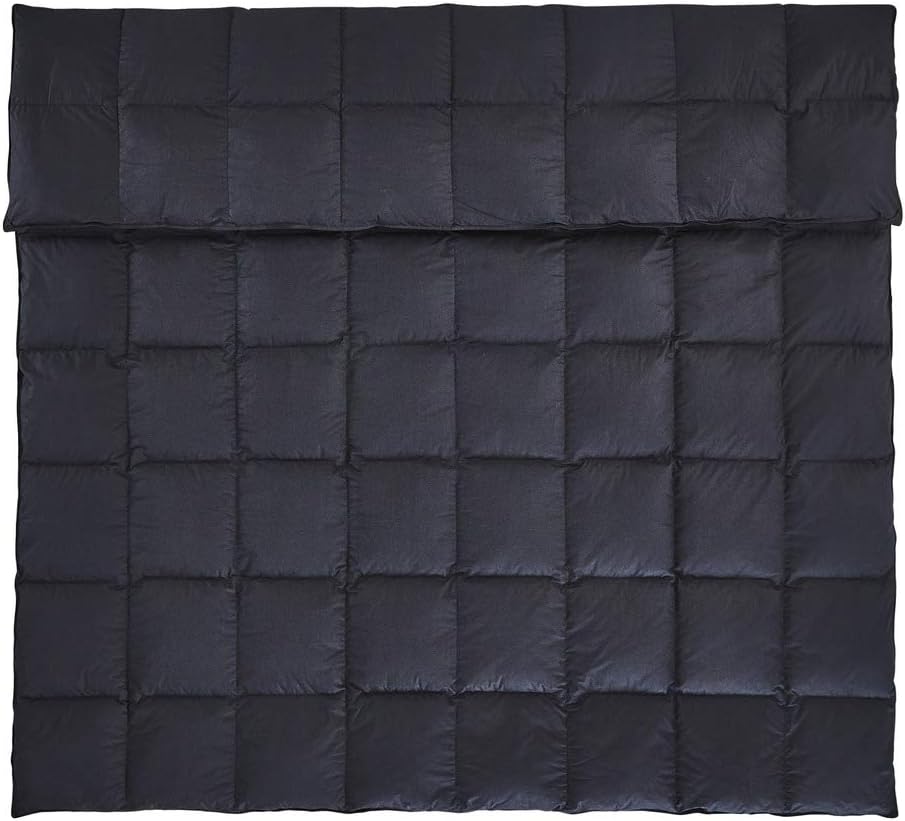 Luxurious All-Season Goose Down Comforter Full Size Duvet Insert, Classic Black, Premium Baffle Box, 1200 Thread Count 100% Egyptian Cotton Cover, 55 oz Fill Weight (Full, Black)