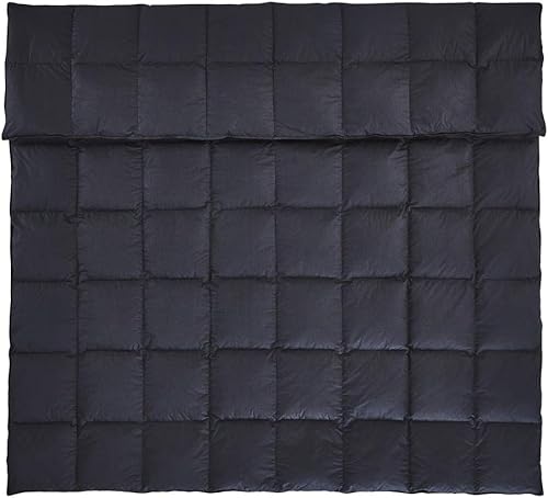 Miniatura 4 de Lujoso edredón de plumón de ganso para todas las estaciones, tamaño Queen, color negro clásico, caja deflectora de alta calidad, 1200 hilos, funda