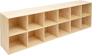12 Cube Storage Organizer - Solid Wood Bookshelf - Cube Shelf - Vertical or Horizontal Bookcase - Open Book Shelf - Easy Assembly for Bedroom, Living Room, Office