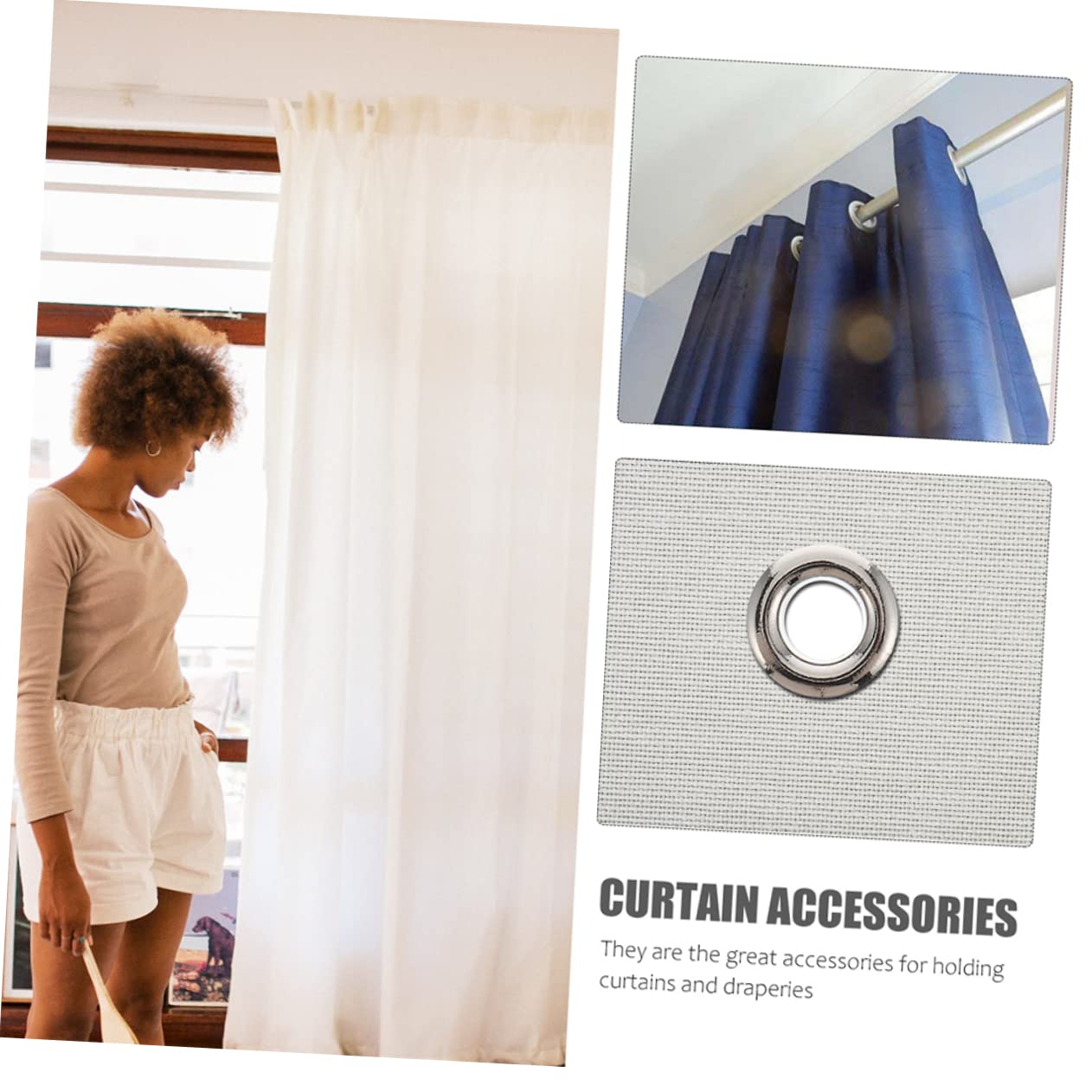 Cabilock Curtain Grommets 100pcs Eyelet Rings Grommets for Curtains Thick Material Fabric Eyelets Easy to Install Brass Quality