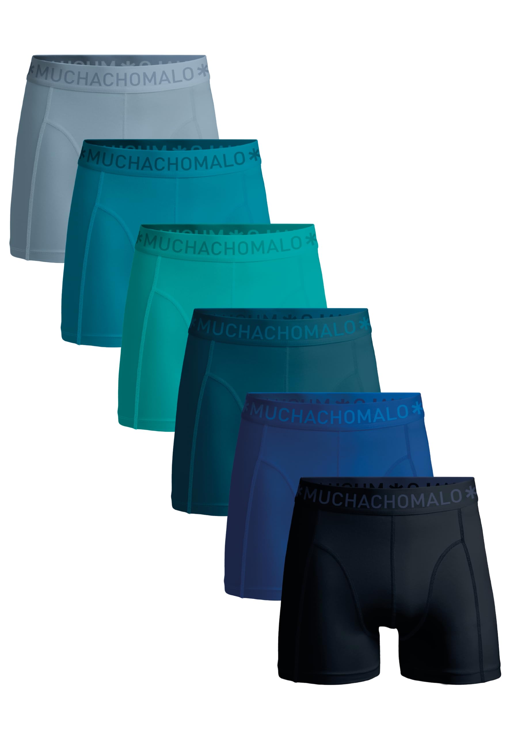 Muchachomalo Boxer da uomo, tinta unita, biancheria intima da uomo, confezione multipla, confezione da 6, boxer Solid con vestibilità classica, con elastico in vita