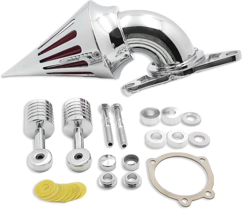 Motorcycle Chrome Air Cleaner Filter Compatible with for Harley Softail Fat Boy Dyna Street Bob Wide Glide