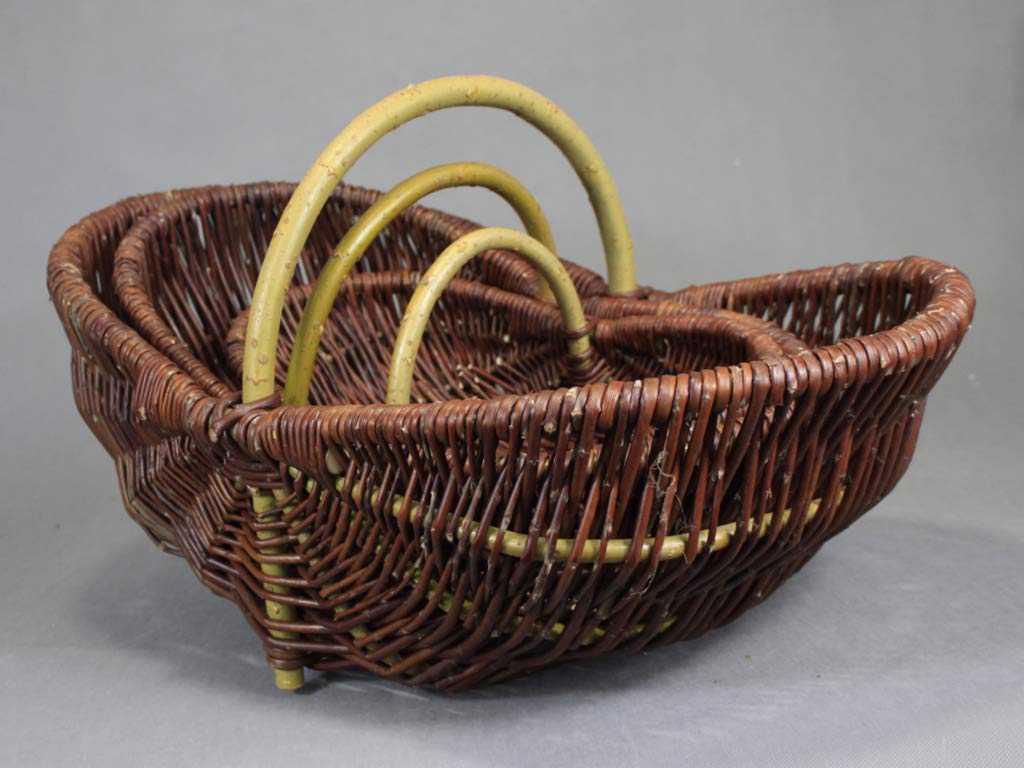Weidenkorb oval für Ernte, Gemüse und Obst aus ungeschälter, polnischer Flechtweide, handgefertigt, naturbelassen, Größe 36 x 21 x H 10/20 cm