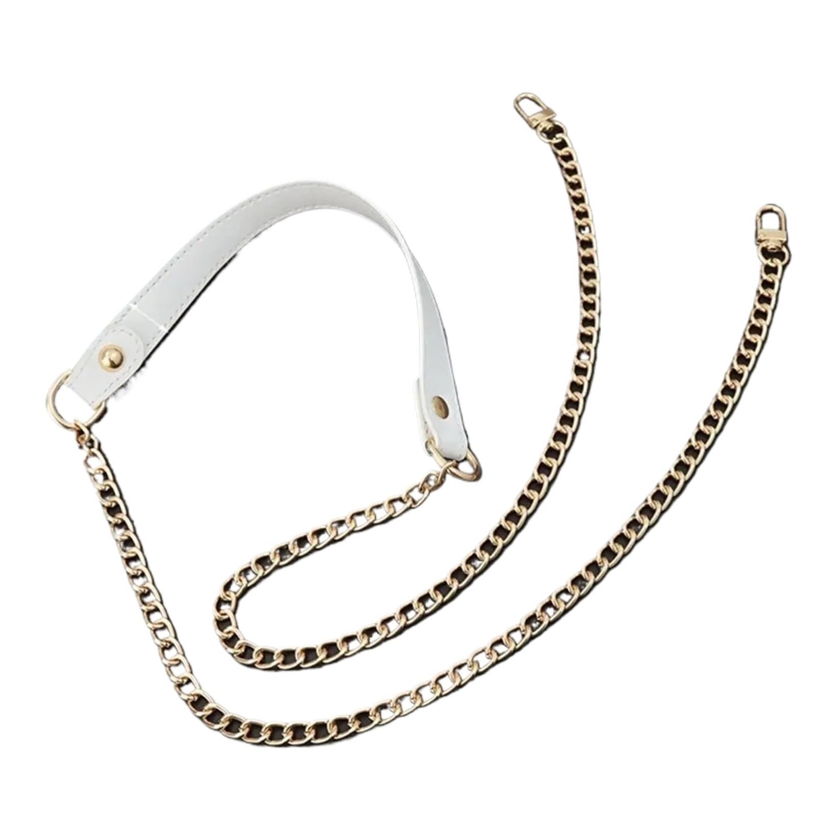 YUSUZH 2pcs 120cm Replacement Shoulder Strap Crossbody Bag PU Leather Handle with Metal Chains Accessories for Small Bag(White)