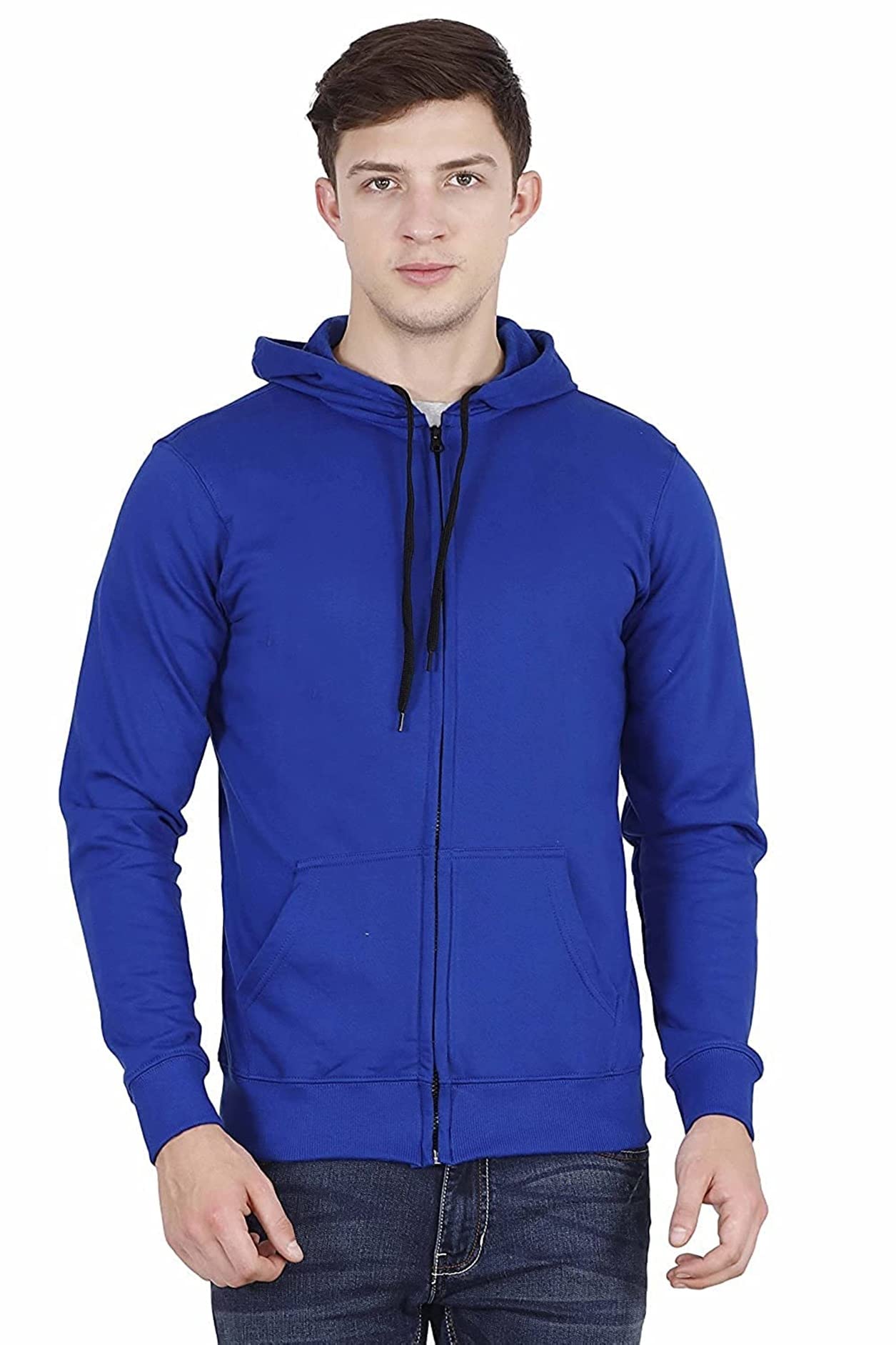 Men's Regular Fit Hooded Neck Cotton Blend Full Sleeve Hoodie Sweatshirt with Zipper for Men-image-17