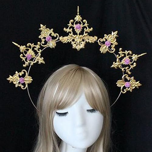 Vista 9 de DGFJY Festival Hair Accessories Women Students Halloween Hairband Cosplay Angel Aureole Headbands Performances Hair Hoop Hair