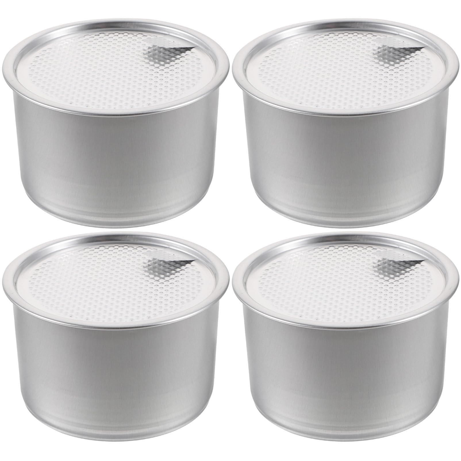 GRIRIW 4Pcs Aluminum Storage Cans with Lids Durable Metal Containers for Pet Food Cookies and Crafts Airtight Seal Design for Organizing Items
