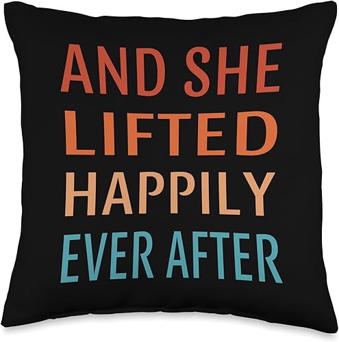 Miniatura 4 de Funny Fitness Gym Workout Tees And She Lifted Heavily Ever After Gym Funny Fitness Workout Throw Pillow, 18x18, Multicolor