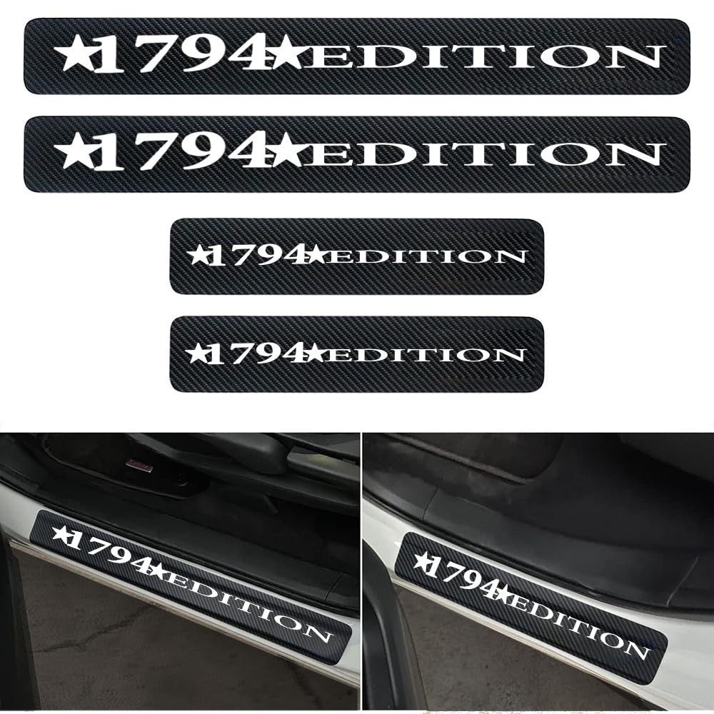 Oceokni 4Pack Car Door Sill Protectors,Carbon Fiber Front/Rear Door Sill Plate Guard Protectors fit for Tundra 1794