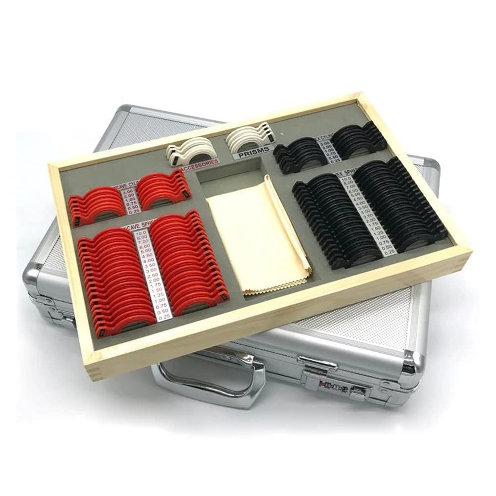 104 Pz Lente di Prova Set con Occhiali di Misura Telaio di Prova, Lente Ottica Optometria Cerchio Caso Prova Scatola in Alluminio Cerchio Kit